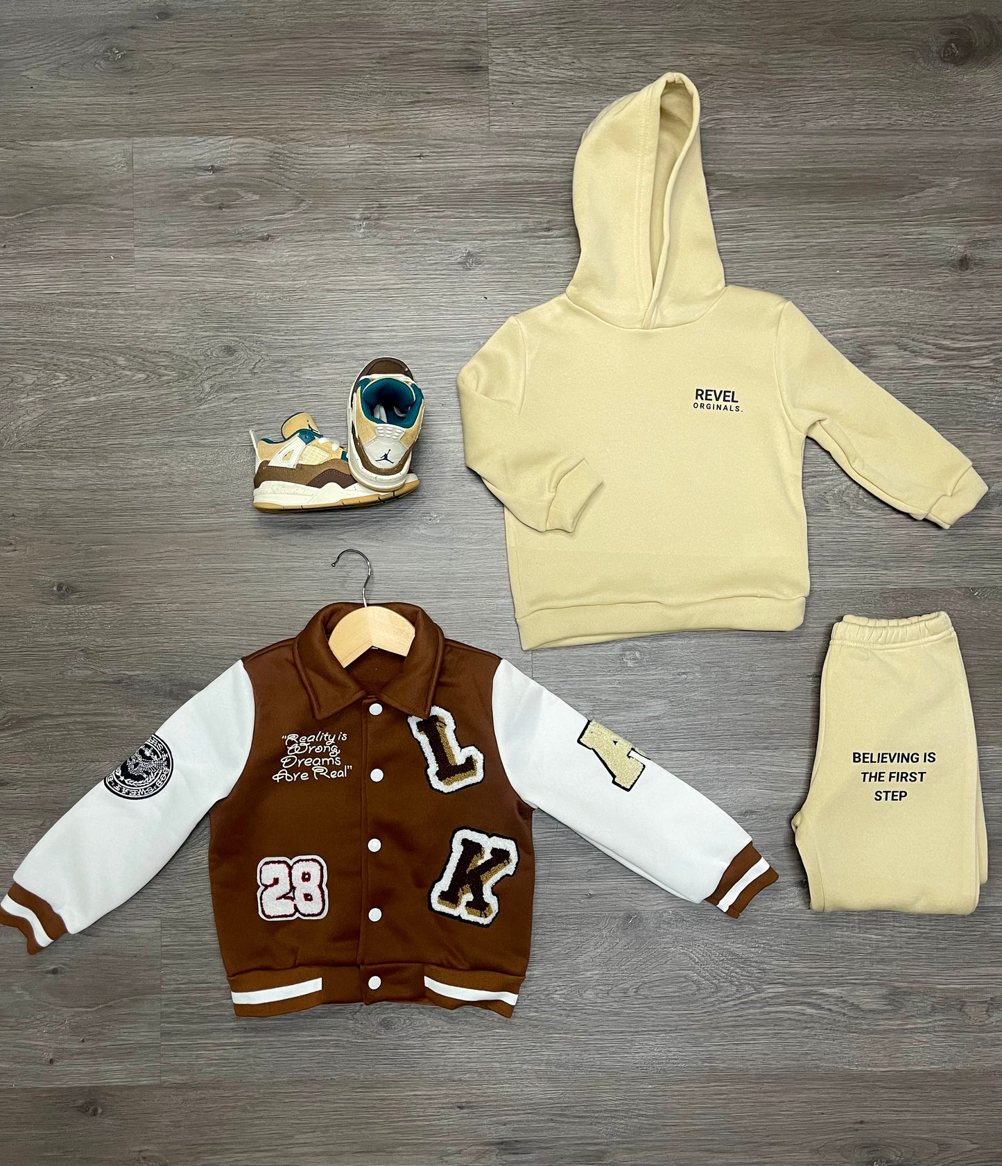 "REVEL ORIGINALS AFFIRMATION COLLECTION" UNISEX Beige Hooded Sweat Suit